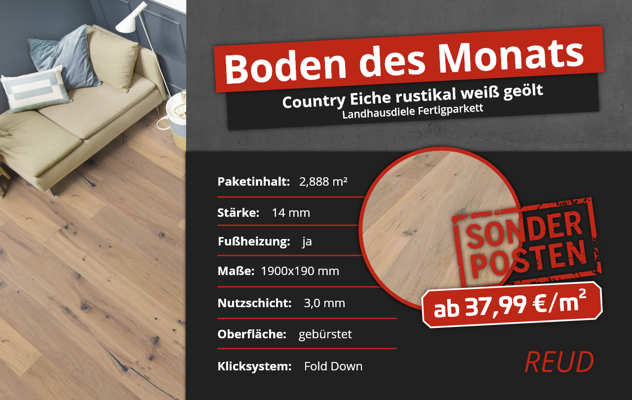 Country Eiche rustikal weiß geölt | Boden des Monats Februar 2023