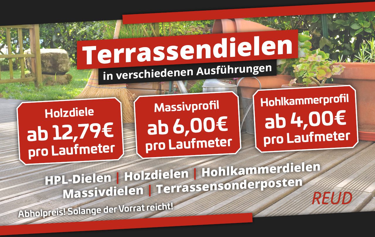 Jetzt ordentlich sparen, beim Kauf Ihrer neuen Terrasse bei REUD
