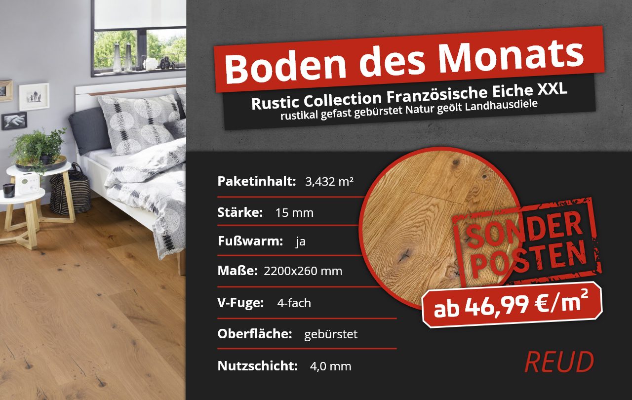 Rustic Collection Französische Eiche XXL natur geölt Landhausdiele Fertigparkett | Boden des Monats Mai 2023
