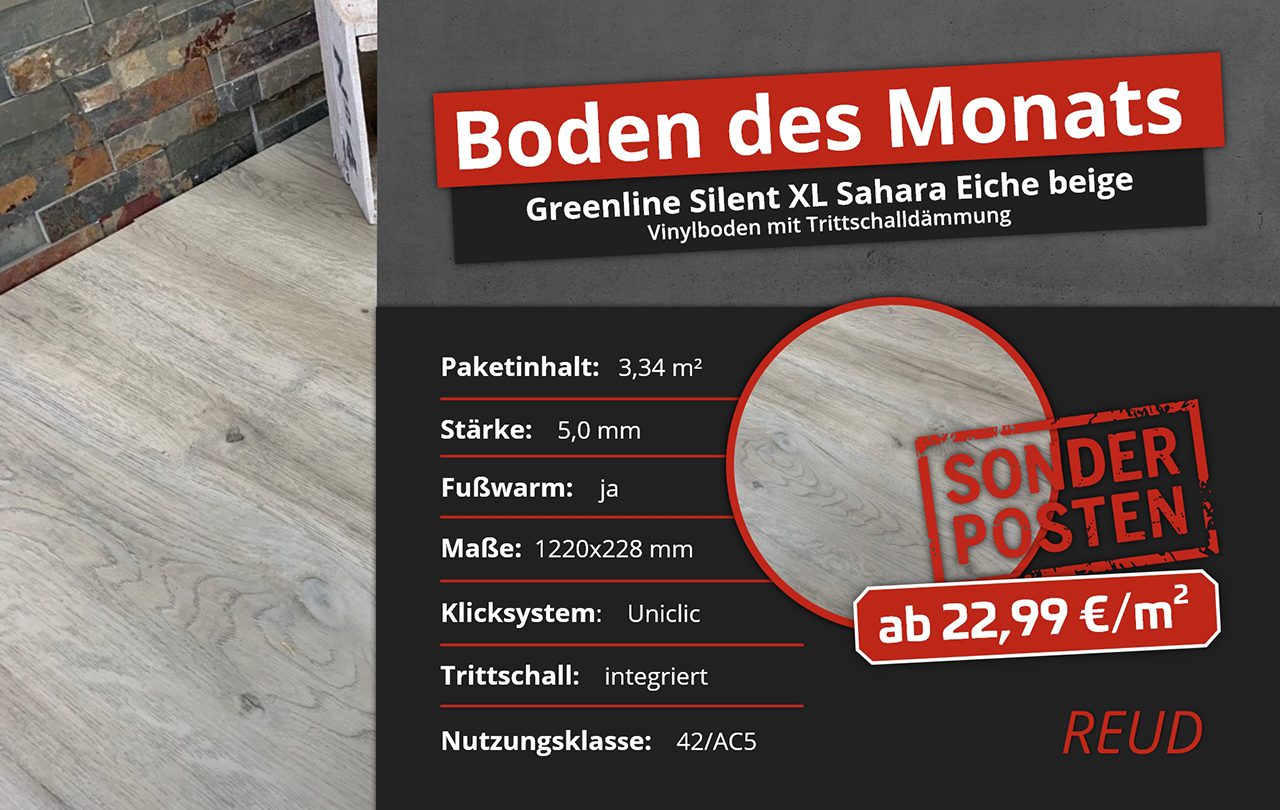 Greenline Silent XL Sahara Eiche beige | Boden des Monats Juli 2023